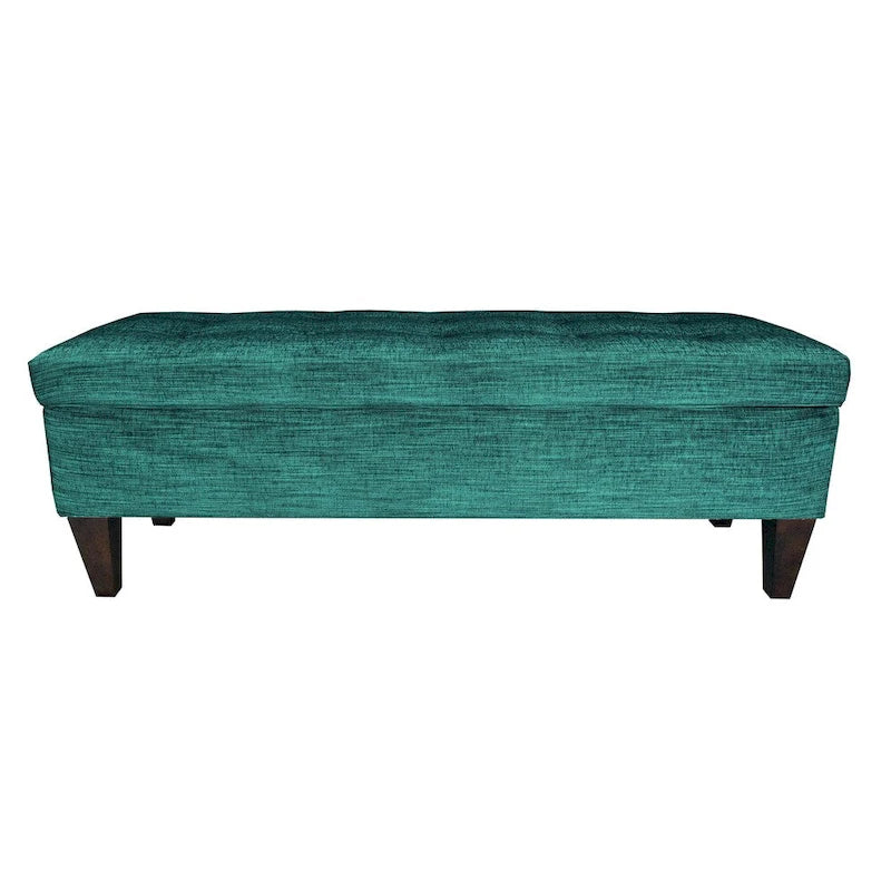 Banc de rangement capitonné long 10 boutons avec pouf ottoman