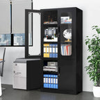 Meuble de Rangement en Métal à 5 Niveaux, Vitrine avec Portes Verrouillables et Étagères Réglables