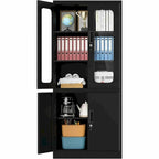 Meuble de Rangement en Métal à 5 Niveaux, Vitrine avec Portes Verrouillables et Étagères Réglables