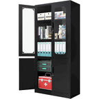 Meuble de Rangement en Métal à 5 Niveaux, Vitrine avec Portes Verrouillables et Étagères Réglables