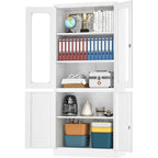 Meuble de Rangement en Métal à 5 Niveaux, Vitrine avec Portes Verrouillables et Étagères Réglables