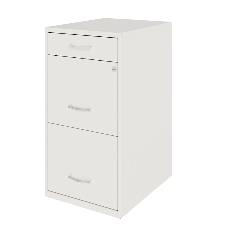 Classeur métallique 3 tiroirs profonds 18 pouces, Blanc Perle