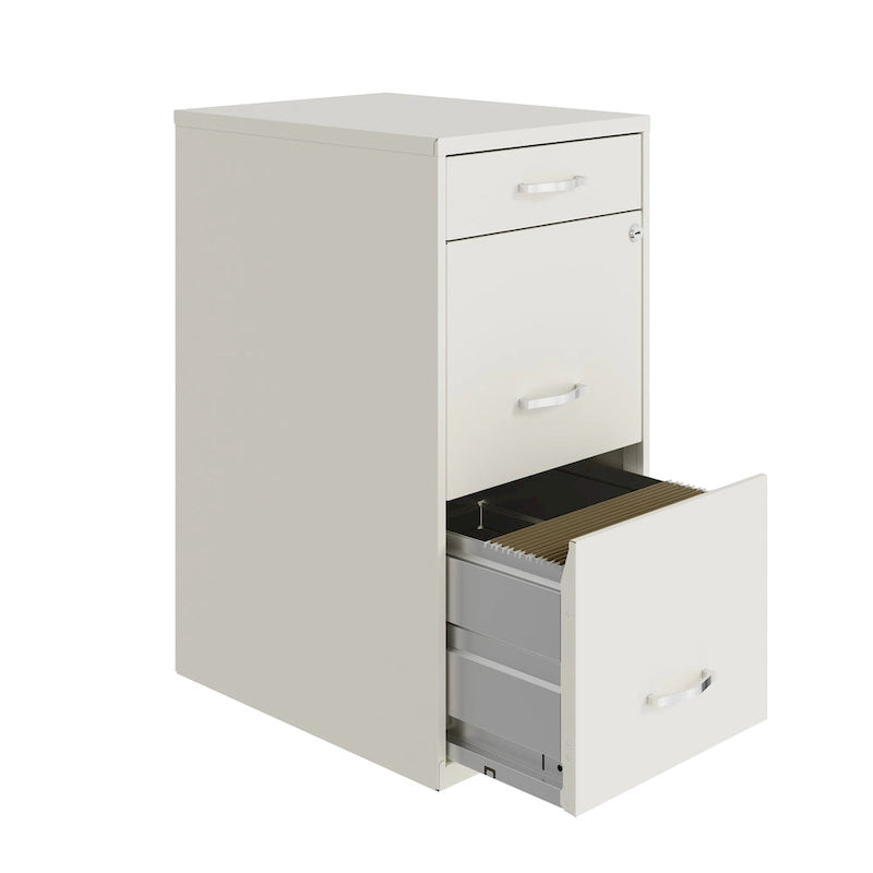 Classeur métallique 3 tiroirs profonds 18 pouces, Blanc Perle