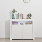 Meuble de rangement contemporain à 2 portes avec lumières LED