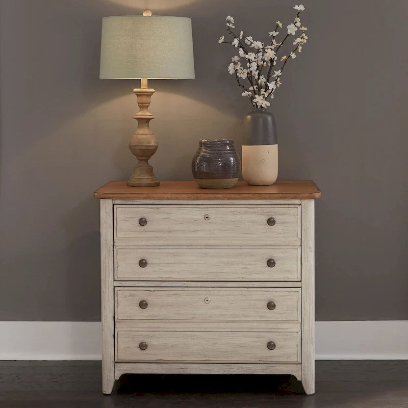 Farmhouse Reimagined Antique White with Chestnut Lateral File
