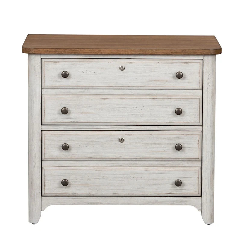 Blanc antique avec classeur latéral couleur châtaigne