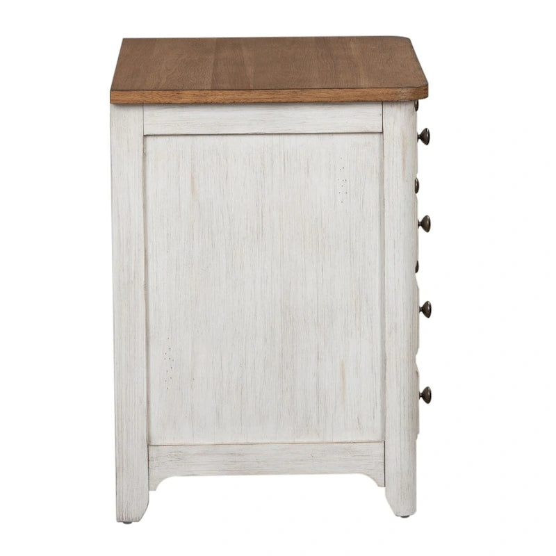 Blanc antique avec classeur latéral couleur châtaigne