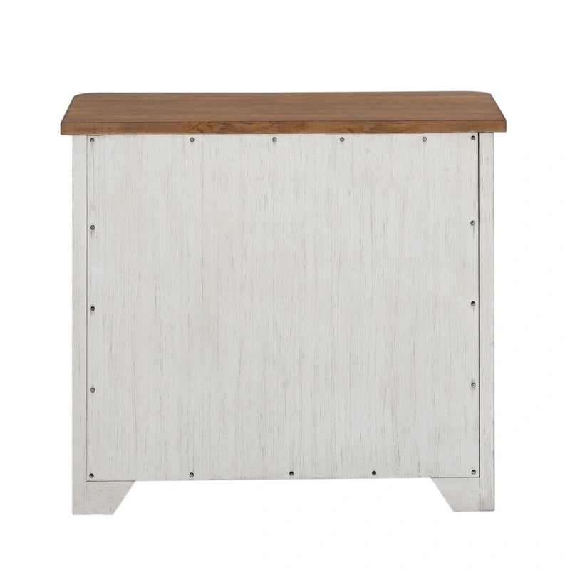 Blanc antique avec classeur latéral couleur châtaigne