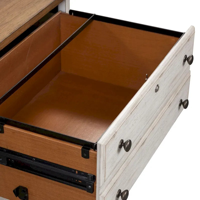 Blanc antique avec classeur latéral couleur châtaigne