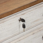 Blanc antique avec classeur latéral couleur châtaigne