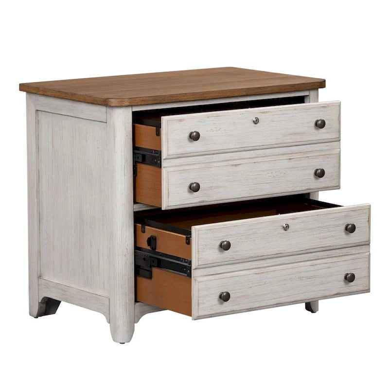 Blanc antique avec classeur latéral couleur châtaigne