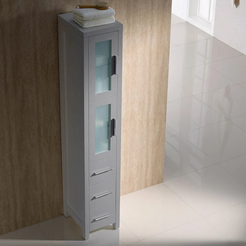 Meuble colonne de salle de bain autoportant en contreplaqué 68-1/8 po