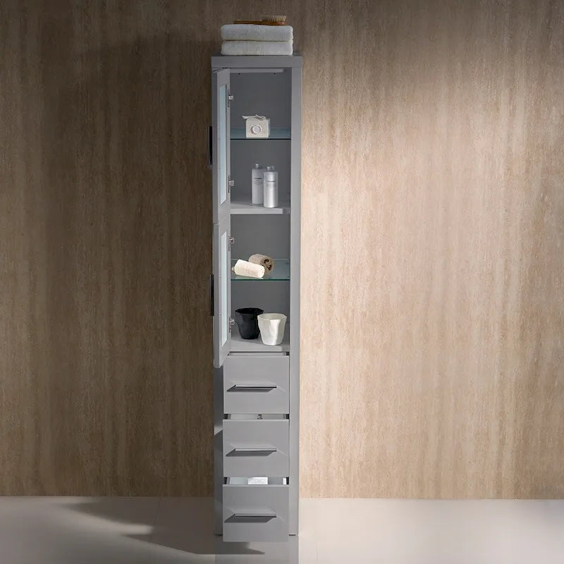 Meuble colonne de salle de bain autoportant en contreplaqué 68-1/8 po