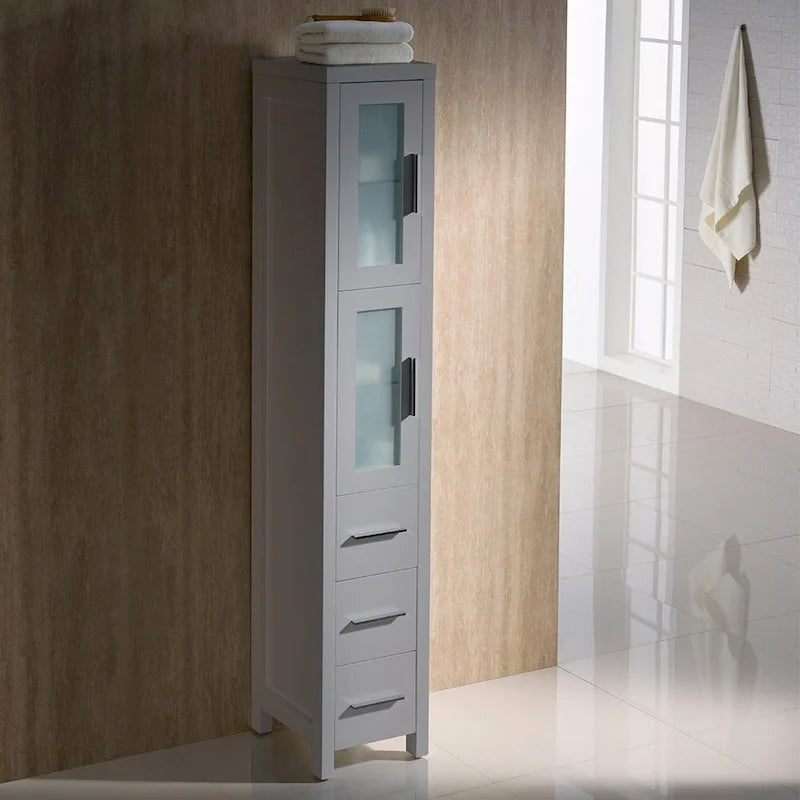 Meuble colonne de salle de bain autoportant en contreplaqué 68-1/8 po