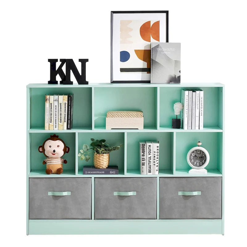 Étagère de rangement à 3 niveaux pour enfants, Meuble de présentation simple en bois pour chambre à coucher