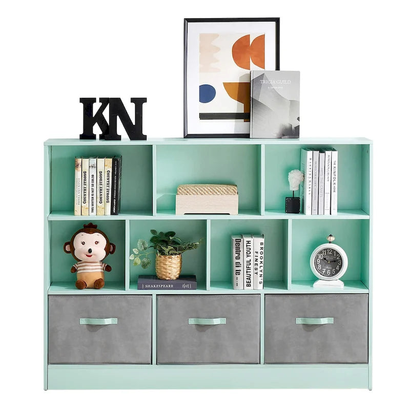 Étagère de rangement à 3 niveaux pour enfants, Meuble de présentation simple en bois pour chambre à coucher