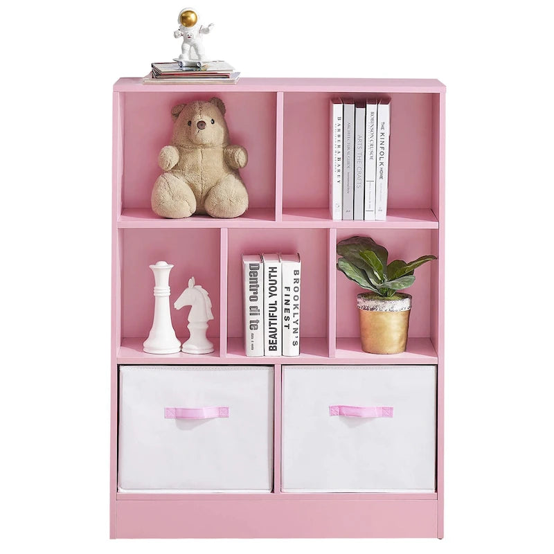 Étagère de rangement à 3 niveaux pour enfants, Meuble de présentation simple en bois pour chambre à coucher