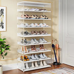 Range-chaussures en bois à 9 niveaux avec côtés en acrylique pour entrée