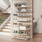Range-chaussures en bois à 9 niveaux avec côtés en acrylique pour entrée