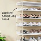 Range-chaussures en bois à 9 niveaux avec côtés en acrylique pour entrée