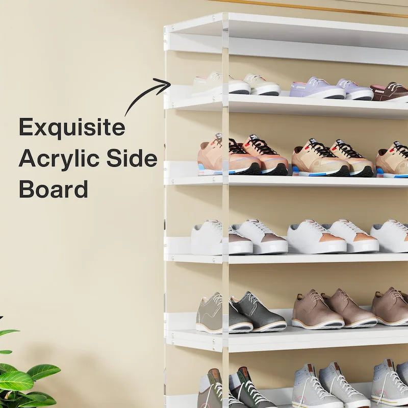 Range-chaussures en bois à 9 niveaux avec côtés en acrylique pour entrée