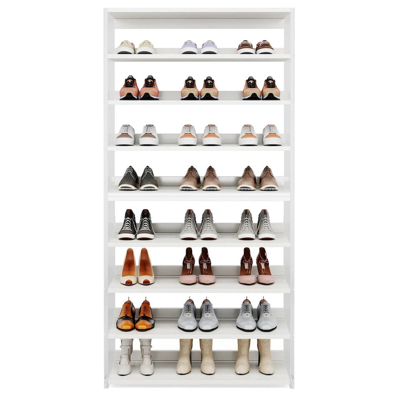 Range-chaussures en bois à 9 niveaux avec côtés en acrylique pour entrée