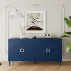 Armoire de rangement 4 portes élégante et fonctionnelle avec pieds en pin et MDF