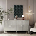 Armoire de rangement 4 portes élégante et fonctionnelle avec pieds en pin et MDF