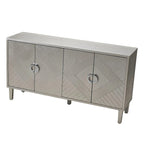 Armoire de rangement 4 portes élégante et fonctionnelle avec pieds en pin et MDF