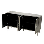 Armoire de rangement 4 portes élégante et fonctionnelle avec pieds en pin et MDF