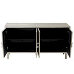 Armoire de rangement 4 portes élégante et fonctionnelle avec pieds en pin et MDF