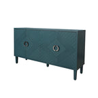 Armoire de rangement 4 portes élégante et fonctionnelle avec pieds en pin et MDF