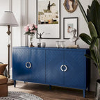 Armoire de rangement 4 portes élégante et fonctionnelle avec pieds en pin et MDF