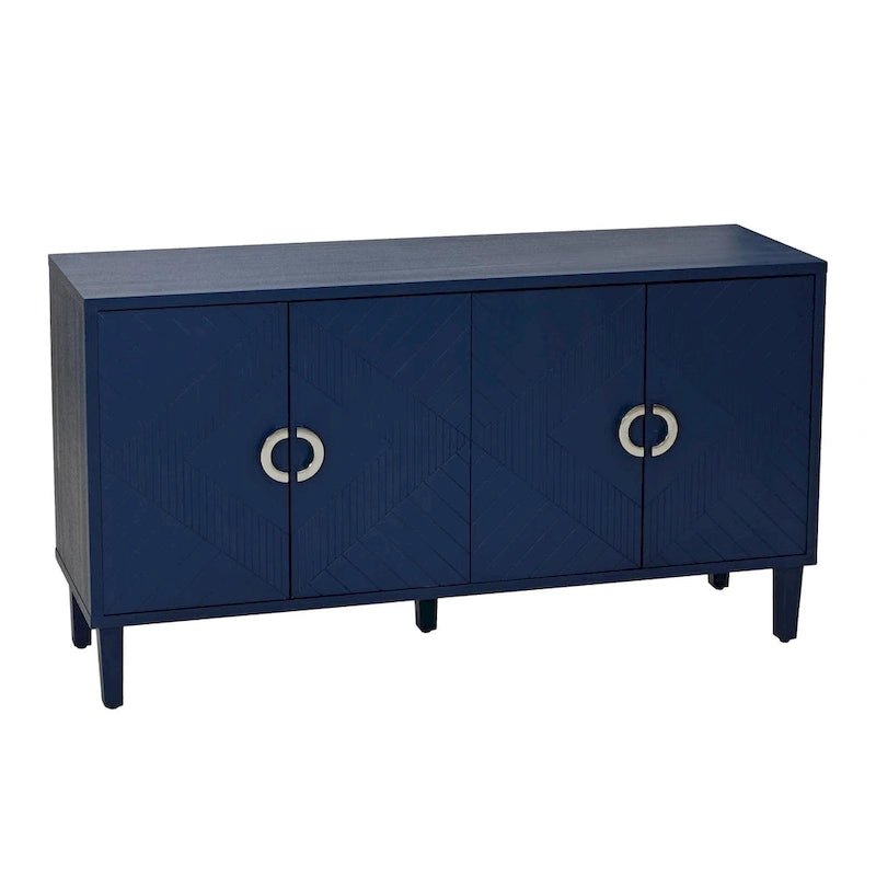 Armoire de rangement 4 portes élégante et fonctionnelle avec pieds en pin et MDF