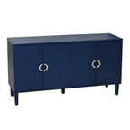 Armoire de rangement 4 portes élégante et fonctionnelle avec pieds en pin et MDF