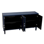 Armoire de rangement 4 portes élégante et fonctionnelle avec pieds en pin et MDF