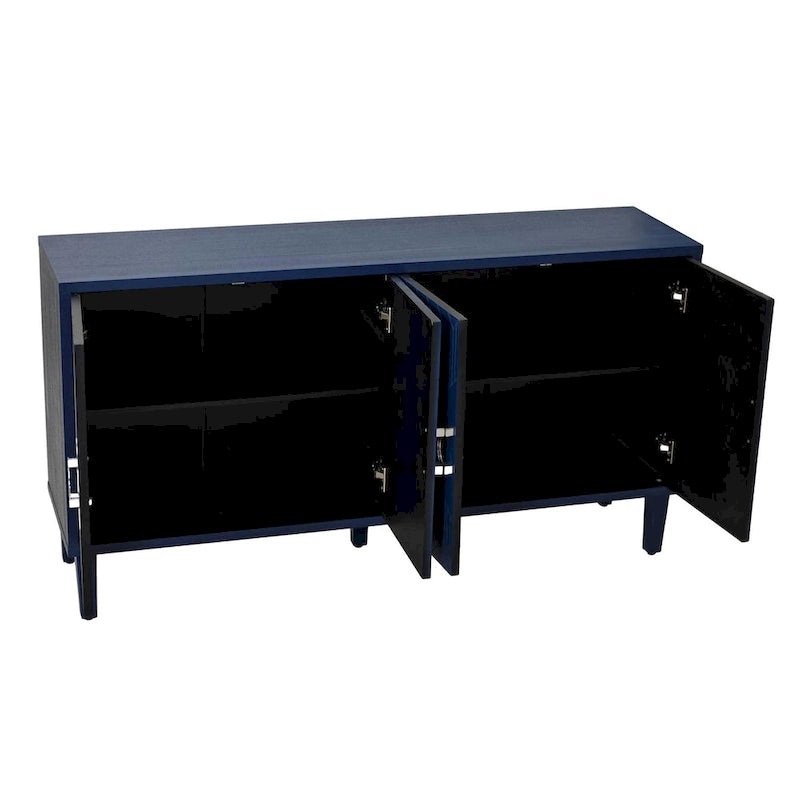 Armoire de rangement 4 portes élégante et fonctionnelle avec pieds en pin et MDF