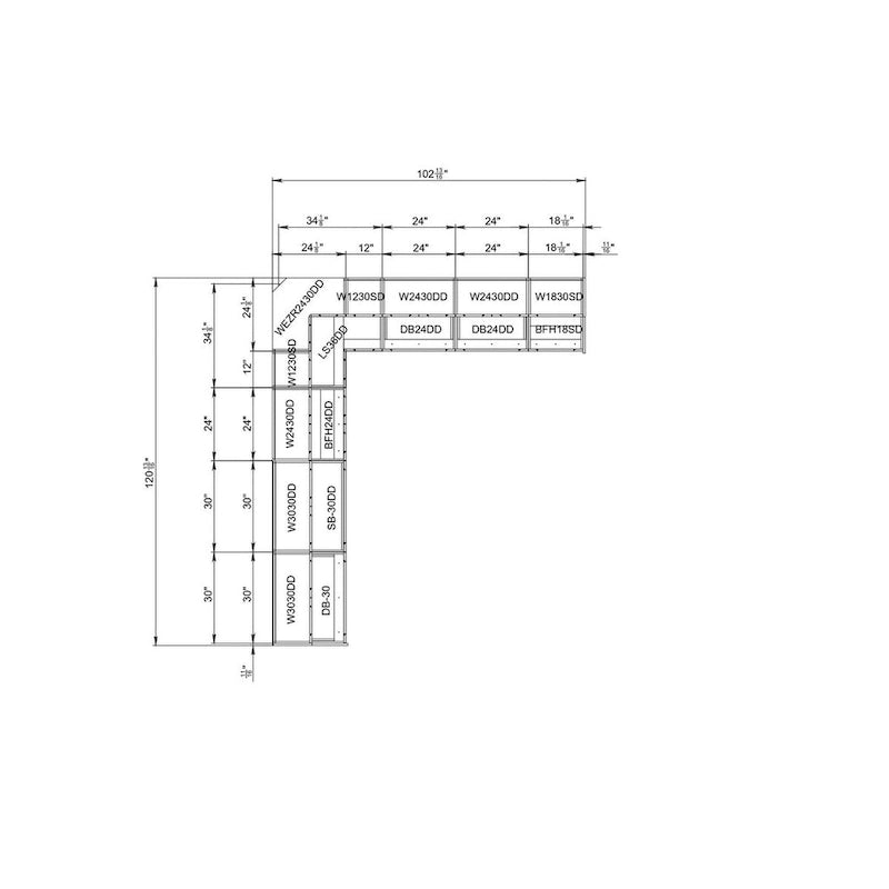 Collection Cuisine Moderne Couleur Grise Base 3x2,6m de Large - 102x120