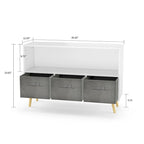 Meuble de rangement moderne et élégant en bois avec trois tiroirs en tissu pliable