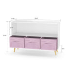 Meuble de rangement moderne et élégant en bois avec trois tiroirs en tissu pliable