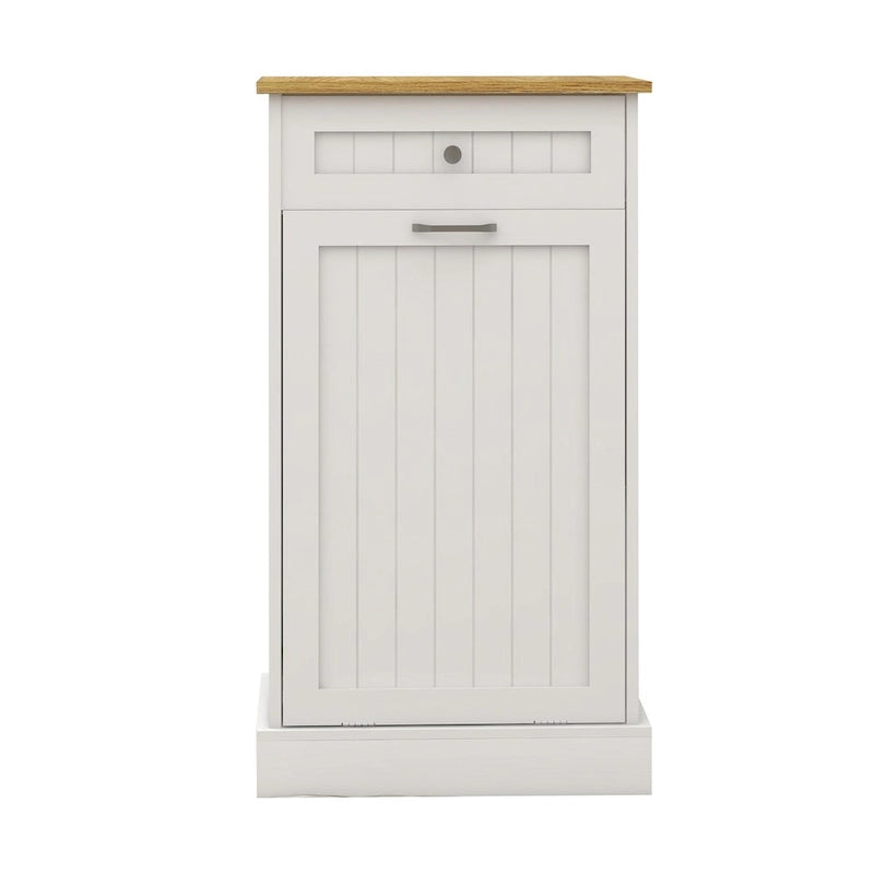 Meuble poubelle de cuisine autoportant, Meuble poubelle moderne en bois de 50 cm avec tiroir de rangement