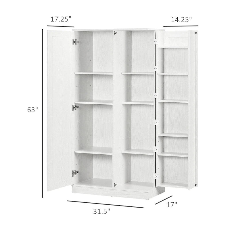 Meuble de rangement de cuisine autoportant à 14 niveaux avec 2 portes