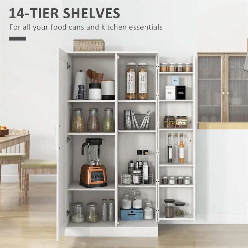 Meuble de rangement de cuisine autoportant à 14 niveaux avec 2 portes
