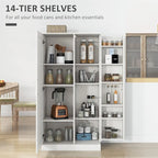 Meuble de rangement de cuisine autoportant à 14 niveaux avec 2 portes