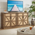 Buffet en rotin de 64,96W avec meuble de rangement à 4 portes - N/A