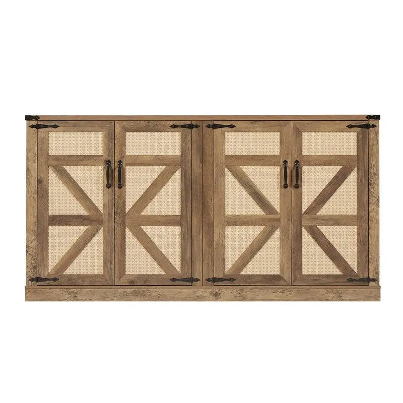 Buffet en rotin de 64,96W avec meuble de rangement à 4 portes - N/A