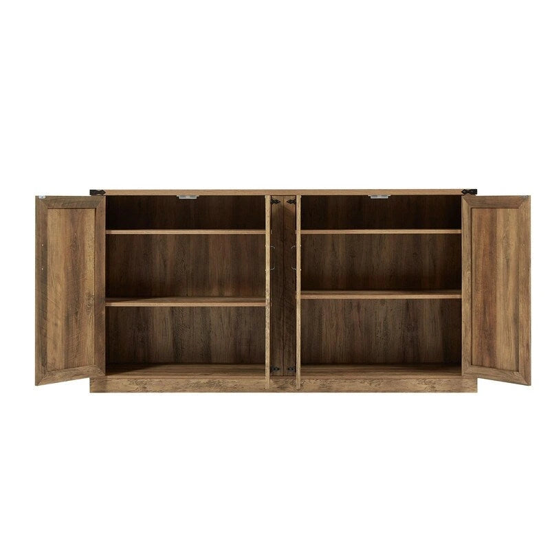 Buffet en rotin de 64,96W avec meuble de rangement à 4 portes - N/A