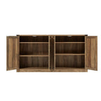 Buffet en rotin de 64,96W avec meuble de rangement à 4 portes - N/A