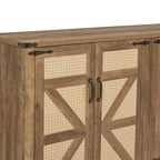 Buffet en rotin de 64,96W avec meuble de rangement à 4 portes - N/A