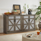 Buffet en rotin de 64,96W avec meuble de rangement à 4 portes - N/A